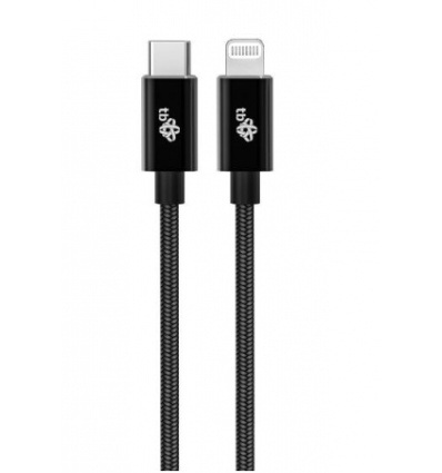 TB kabel USB-C - Lightning oplétaný 1m, černý