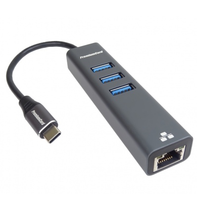 PremiumCord Adapter USB-C na Gigabit + 3x USB 3.0