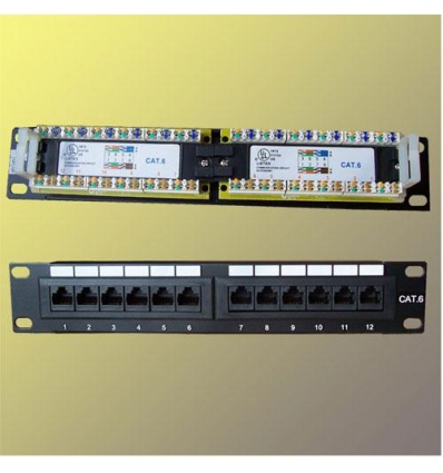 Patch panel 10“ UTP cat6, 12portů