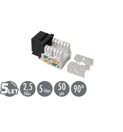 Zařezávací keystone Solarix CAT5E UTP svorkovnice 90° SXKJ-5E-UTP-BK-90