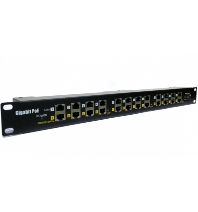 POE Gigabitový Patch panel Cat5 19" 12port 1U