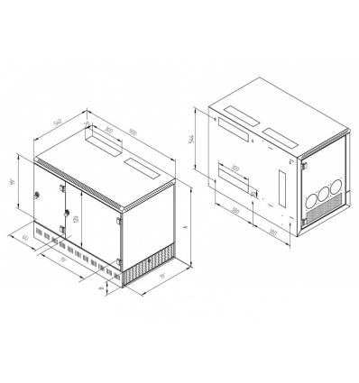 19' rozv.nást.12U/900x540mm+2U,server vpravo,černý