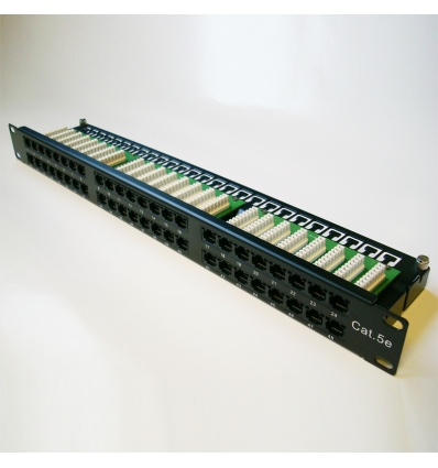 DATACOM Patch panel 48p. Cat5e 1U BK 8x6p. Modul, UTP, 19"