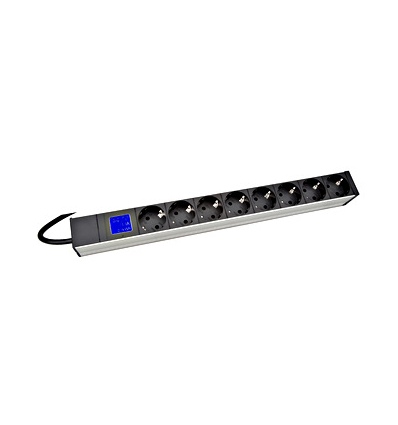 PDU IT METER, integr.merení, 8x Schuko,Al ,19", 1U, RAL 7035