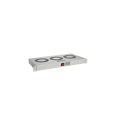 Chladící jednotka 19" 1U 3 ventilátory s bimetalovým termostatem RAL 7035 do 19" lišt VJ19-3-T-G