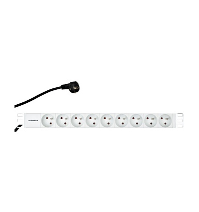 Napájecí panel PDU 19", 9x ČSN, 1U, kabel 2 m