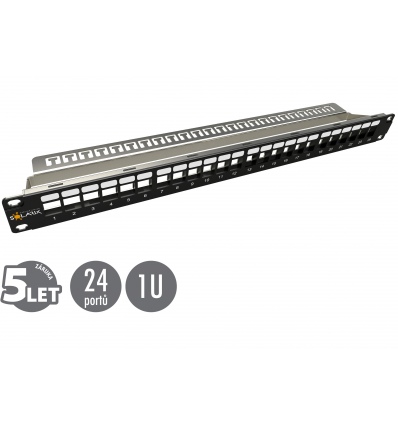 19" modulární neosazený patch panel Solarix 24 portů 1U SX24M-0-STP-BK-UNI-N