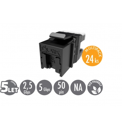 MULTIPACK 24 ks - rychlozařezávací keystone Solarix CAT5E UTP RJ45 SXKJ-5E-UTP-BK-NA