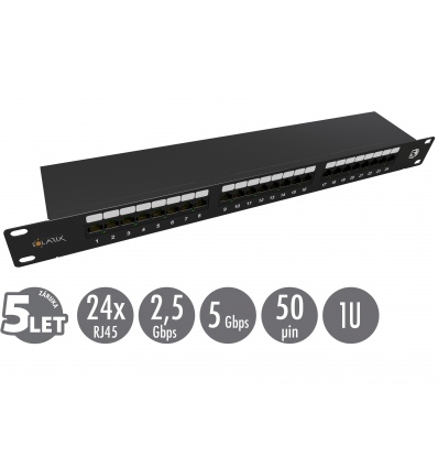 19" patch panel Solarix 24 x RJ45 CAT5E STP 1U SX24-5E-STP-BK-N