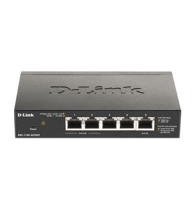 D-Link DGS-1100-05PDV2 5-Port Gigabit PoE Smart Managed Switch with 1 PD port