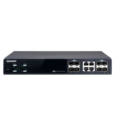 QNAP řízený switch QSW-M804-4C: 8x 10G port SFP+ (4x SFP+ a 4x kombinované SFP+ / RJ-45)