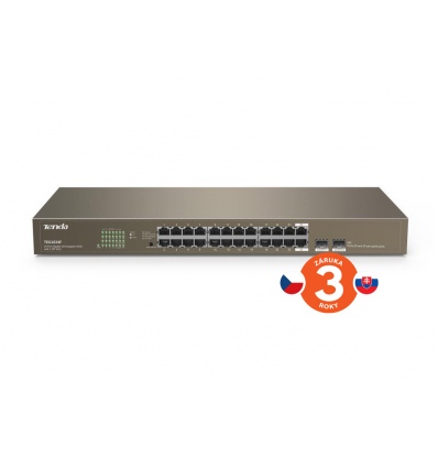 Tenda TEG1024F 24x Gigabit s SFP, 22x RJ45 + 2x SFP / RJ45, Fanless - bez ventilátorů, Rack , 6kV