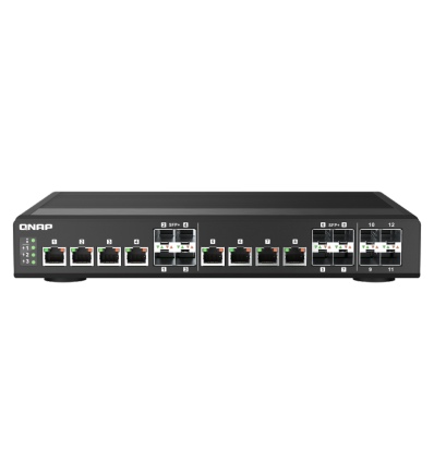 QNAP řízený průmyslový switch QSW-IM1200-8C: 12x 10G porty (4x SFP+ a 8x kombinované SFP+ / RJ-45)