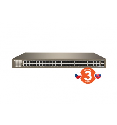 Tenda TEG1050F 48x Gigabit s SFP, 48x RJ45 + 2x SFP, Fanless - bez ventilátorů, Rackmount, VLAN, 6kV