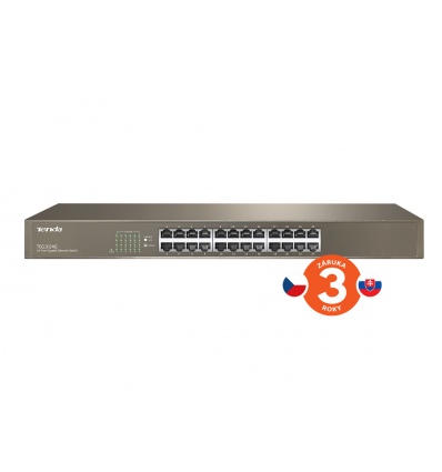 Tenda TEG1024G 24x Gigabit Switch, Fanless-bez ventilátorů, Rackmount 19", ochrana proti přepětí