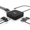 PORT CONNECT USB-C Dokovací stanice 10v1, 2x4K Display Port, 5x USB-A, USB-C 85W PD, Ethernet, SD