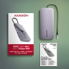 AXAGON HMC-6GM2, USB 10Gbps hub, USB-A, USB-C, HDMI, M.2 slot, SD/MicroSD, PD 100W, kabel 20cm