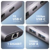 AXAGON HMC-6G2L, USB 10Gb/s hub, 2x USB-A, 1x USB-C, HDMI 4k/60, RJ-45, PD 100W, kabel USB-C 15cm