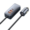 Baseus CCBT-A0G Rychlá Nabíječka do Auta s Prodlužovacím Kabelem 120W 3x USB +1xUSB-C Gray