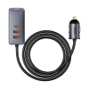 Baseus CCBT-A0G Rychlá Nabíječka do Auta s Prodlužovacím Kabelem 120W 3x USB +1xUSB-C Gray