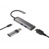 Natec multiport adaptér FOWLER SLIM HUB 4v1, 2X USB 3.0 HUB, HDMI 4K, USB-C PD