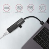 AXAGON HMA-GL3A, USB 3.2 Gen 1 hub, porty 3x USB-A + Gigabit Ethernet, kovový, kabel USB-A 20cm