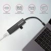 AXAGON HMC-GL3A, USB 3.2 Gen 1 hub, porty 3x USB-A + Gigabit Ethernet, kovový, kabel USB-C 20cm