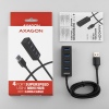 AXAGON HUE-M1AL, 4x USB 3.2 Gen 1 MINI hub, kovový, kabel USB-A 1.2m