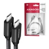 AXAGON BUCM3-CM10AB, SPEED kabel USB-C - USB-C, 1m, USB 3.2 Gen 1, PD 60W 3A, ALU, oplet, černý