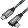 PremiumCord USB-C 3.2 gen 2, zahnutý, oplet, 0,5m