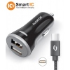 ALIGATOR Chytrá nabíječka do auta 3.4A, 2xUSB, smart IC, černá, USB-C kabel