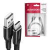 AXAGON BUCM-AM20AB, HQ kabel USB-C - USB-A, 2m, USB 2.0, 3A, ALU, oplet, černý