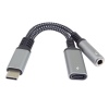 PremiumCord Redukce USB-C /3,5mm jack s DAC chipem + USB-C pro nabíjení 13cm