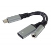 PremiumCord Redukce USB-C /3,5mm jack s DAC chipem + USB-C pro nabíjení 13cm