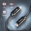 AXAGON BUCM432-CM10AB NewGEN+ kabel USB-C - USB-C, 1m, USB4 Gen 3×2, PD 100W 5A, 8K HD, ALU, oplet