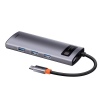 Baseus USB Hub Metal Gleam Series 5v1 (USB-C PD 100W, 3x USB 3.0, HDMI) šedý