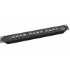 POE Gigabitový Patch panel Cat5 19" 12port 1U