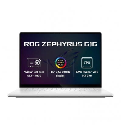 ASUS ROG Zephyrus G16/GA605WI/AI9-HX370/16"/2560x1600/32GB/2TB SSD/RTX 4070/W11H/White/2R