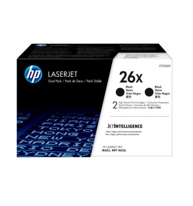 HP 26X tisková kazeta černá velká, CF226XD - 2pack