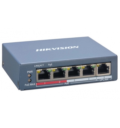 Hikvision DS-3E1105P-EI NEW - Smart managed switch 4x 100TX PoE + 1x 100TX uplink, 60W, Super PoE