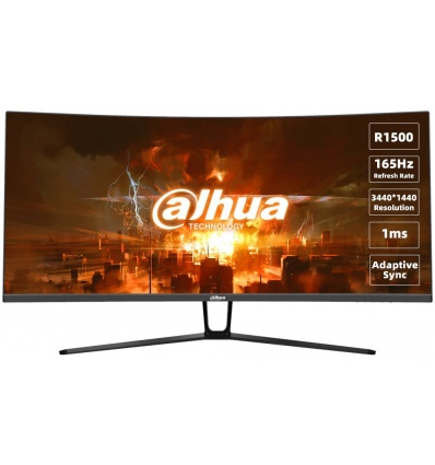 DAHUA 34" LED LM34-E330C/ herní/ VA panel/ 3440x1440 (UW-QHD)/ 3000:1/ 1ms/ 350 cd/m2/ DP/ HDMI/ VESA 75x75/ černý