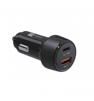 ER POWER 30W PD USB-C/USB-A autonabíječka, černá