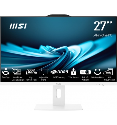 MSI PRO/AP272P 14M-641EU/27"/FHD/i3-14100/8GB/256GB SSD/UHD 730/W11H/White/2R