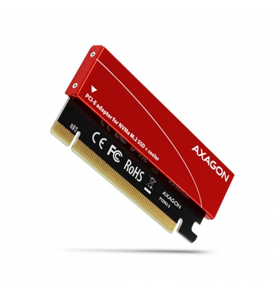 AXAGON PCEM2-S, PCIe x16 - M.2 NVMe M-key slot adaptér, kovový kryt pro pasivní chlazení