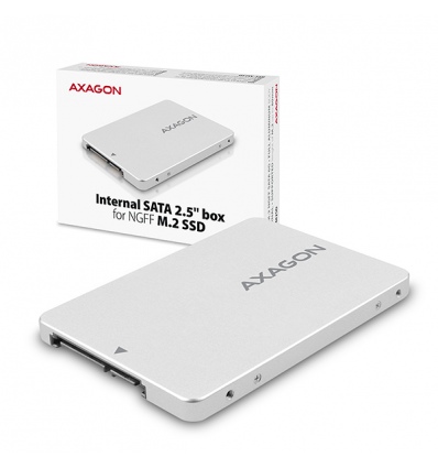 AXAGON RSS-M2SD, SATA - M.2 SATA SSD, interní 2.5" ALU box, stříbrný