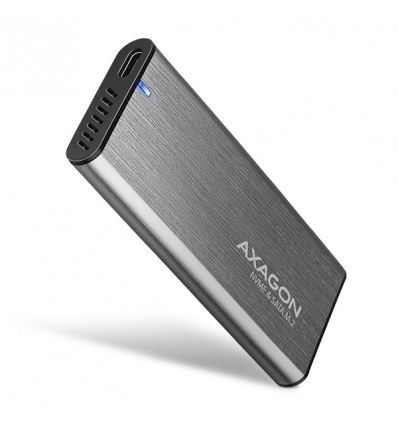 AXAGON EEM2-SG2, USB-C 3.2 Gen 2 - M.2 NVMe & SATA SSD kovový RAW box, bezšroubkový, stříbrný