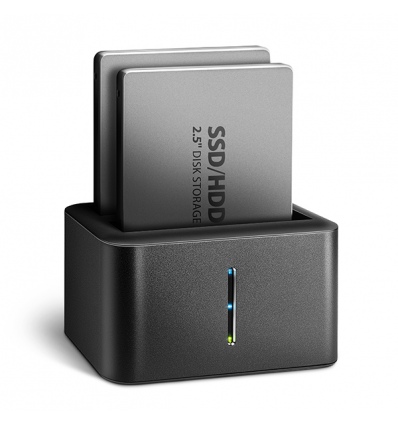 AXAGON ADSA-D25, USB 3.2 Gen 1 - 2x SATA 6G 2.5" SSD/HDD CLONE MINI dokovací stanice