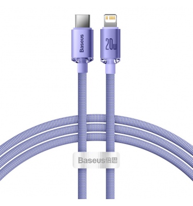 Baseus CAJY000205 Crystal Shine Series Datový Kabel USB-C - Lightning 20W 1,2m Purple