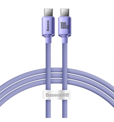 Baseus CAJY000605 Crystal Shine Series Datový Kabel USB-C - USB-C 100W 1,2m Purple