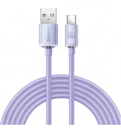 Baseus CAJY000505 Crystal Shine Series Datový Kabel USB - USB-C 100W 2m Purple